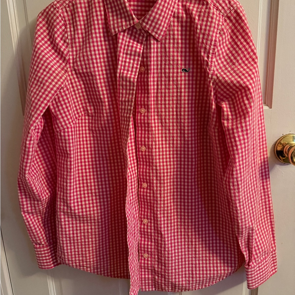 Vineyard Vines Pink and White Checkered Shirt